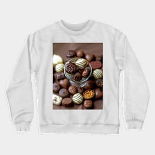 Delicious truffle above an assortment of gourmet chocolates Crewneck Sweatshirt